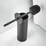 Stainless Steel Toilet Brush with Holder Set with Extra Long Handle Durable Bristles Toilet Bowl Brush and Covered Holder for Bathroom Storage (Black