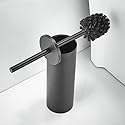 Stainless Steel Toilet Brush with Holder Set with Extra Long Handle Durable Bristles Toilet Bowl Brush and Covered Holder for Bathroom Storage (Black