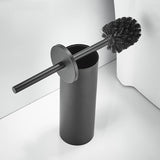 Stainless Steel Toilet Brush with Holder Set with Extra Long Handle Durable Bristles Toilet Bowl Brush and Covered Holder for Bathroom Storage (Black