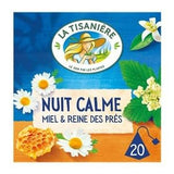 La Tisaniere Infusion Nuit Calme Miel et Reine des Pres 20 Sachets 30g (La Tisaniere Herbal Tea Nuit Calme with Honey 20 Sachets)