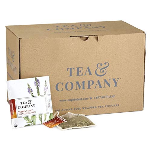 Mighty Leaf Tea and Company Verbena Mint Herbal Tea - Caffeine-Free Bl - 100 Count Tea Pouches - Premium Herbal Tea with Rich Flavor - Individually