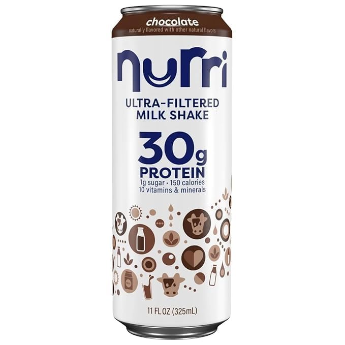 Nurri Ultra Filtered Protein Milk Shake, 4- Vanilla, 4-Chocolate & 4- Strawberry Flavors,Low Sugar, 11 FL oz Cans (Total 12 Count) variety Pack