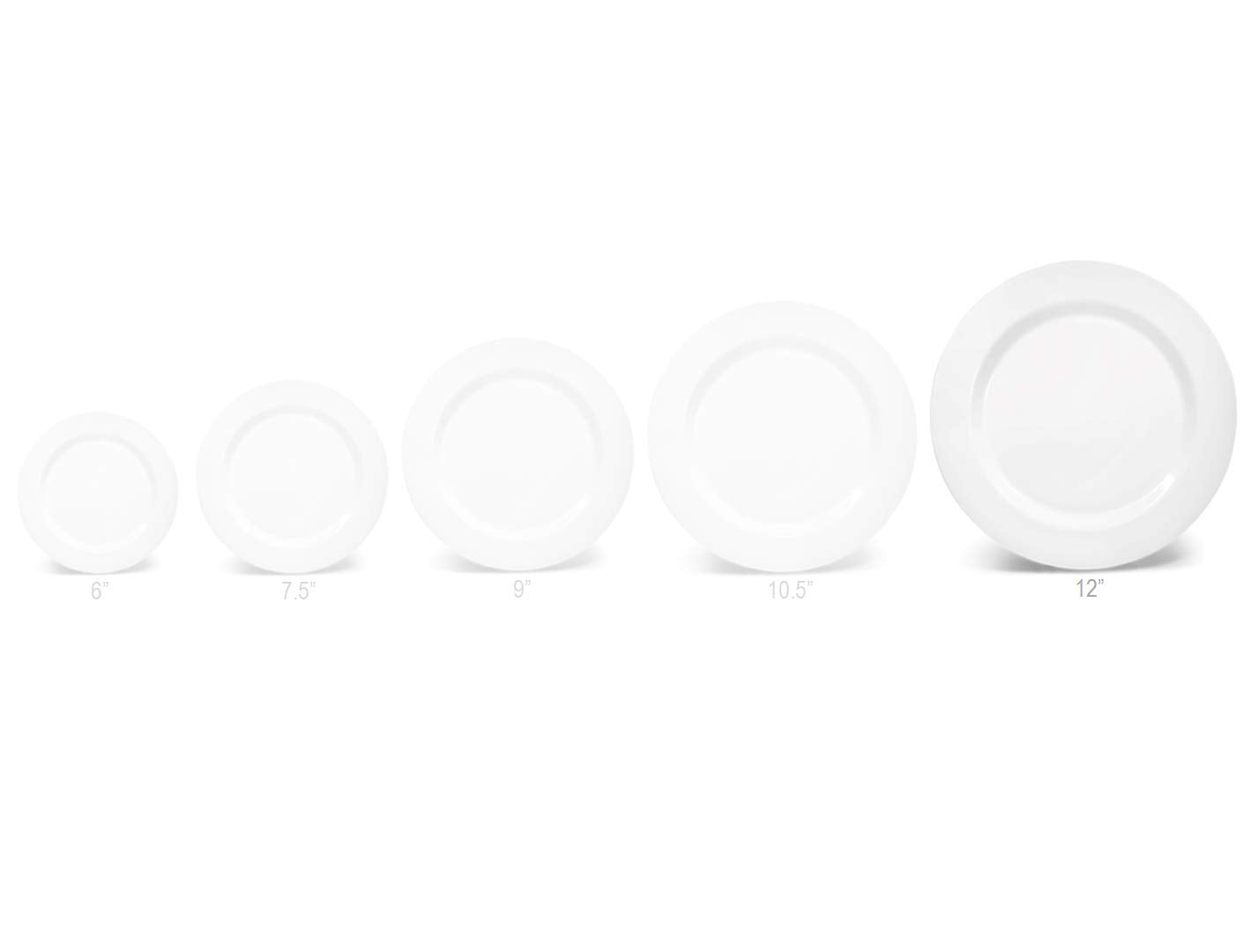 OCCASIONS 120 Piece Disposable Charger Plates Bulk - 12 Inch Heavyweight Plastic Plate Chargers for Weddings, Parties, Events - Elegant White Chargers