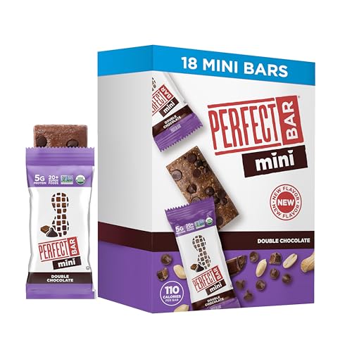 Perfect Bar Mini Protein Bars, Double Chocolate, Gluten Free, Made with Organic Honey, Peanut Butter, Cookie Dough Texture, Refrigerated, 24 Count