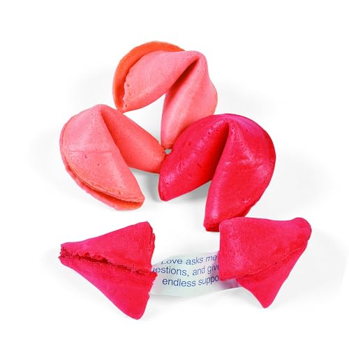 Fun Express Valentine's Day Fortune Cookies Bulk 50 Pack - Red & Pink Individually Wrapped Treats for Kids Classroom Party Favors | Holiday Snacks