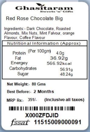 Ghasitaram Gifts Chocolate - Red Rose Chocolate Big