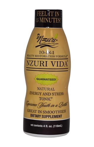Nzuri Vida All-Natural Energy & Stress Support Tonic 10-in-1 Total Body Restoration Drink with Acai Berry, Cupuacu & Yerba Mate. Smooth Energy, Calm