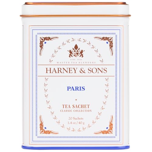 Harney & Sons Paris Flavored Black Tea - 20 Sachets | Fruity Vanilla & Caramel Blend with Hint of Lemony Bergamot