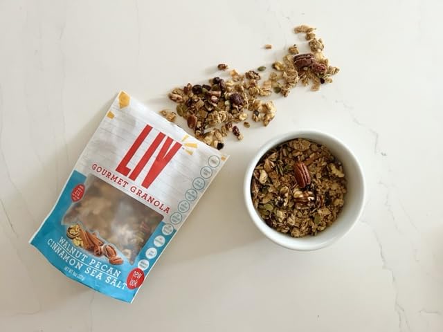 Liv Gourmet Cinnamon Sea Salt Granola - 8oz (Pack of 2) | Healthy, Nutrient-Dense Snack, Breakfast Cereal | 1:1 Nut-to-Oat Ratio | Non-GMO, Low Sugar