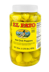 El Pato Hot Chili Peppers 22oz Pickled Yellow Chili Peppers 624g Kosher