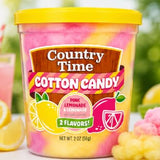 Country Time Lemonade Cotton Candy by Swirlee Pop - Gourmet Pink Lemonade & Classic Lemonade Flavor Spun Sugar Candy Tubs, 2 Count - Fluffy Summer