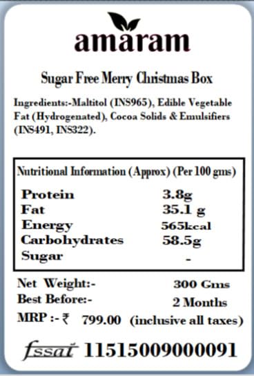 Christmas Gift Chocolates - Sugar Free Merry Christmas Box