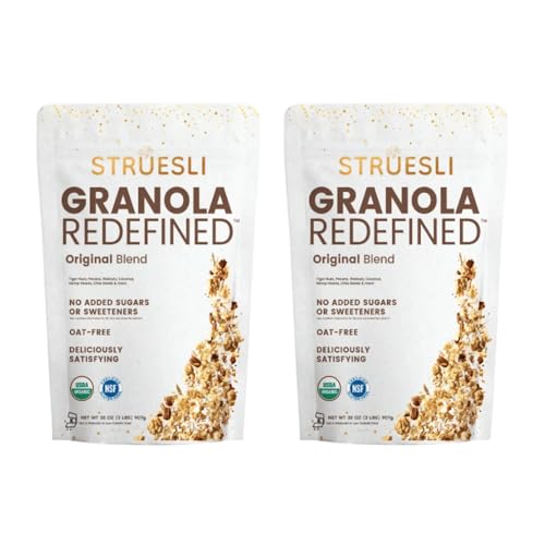 Struesli Original Organic Granola, Grain & Gluten Free, Healthy Snacks with Chia Seeds, Nuts and Sea Salt, Prebiotic High Fiber Food for Yogurt