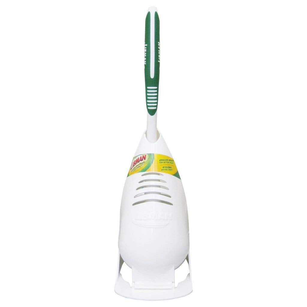 Libman 1022 Premium Angled Toilet Bowl Brush and Caddy with hygienic Drying Slits