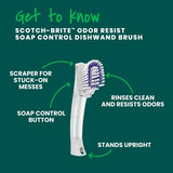 Scotch-Brite Odor Resist Soap Control Dishwand Brush, 1 Cleaning Dish Wand Brush, Precise Soap Control, Leak-Free Guarantee, Safe on Dishes, Nonstick