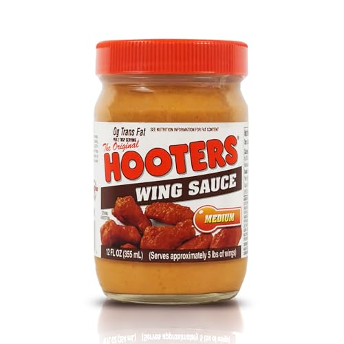 The Original Hooters Medium Wing Sauce - Ideal for Chicken Wings Dipping, Grilling, Seafood, Ribs, Spicy Hot Sauce, Balanced Restaurant Flavor