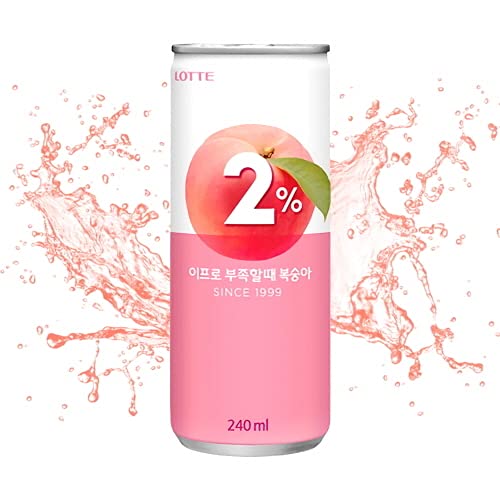 LOTTE 2% Soft Drink Peach/Plum Variety (240ml/Pack) (Peach, 6 Cans)