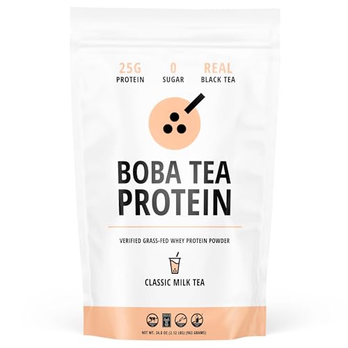 Boba Tea Protein Classic Milk Tea | 25g Grass-Fed Whey Protein Isolate Powder | Gluten-Free & Soy-Free Bubble Tea Protein Drink | Real Ingredients
