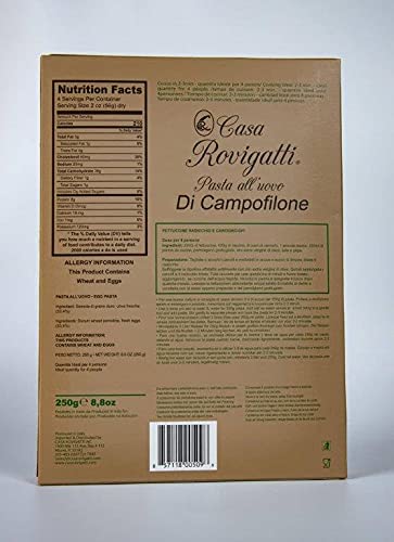 Fettuccine Egg Gourmet Pasta (Pack of 4) - from the Di Campofilone Region- Imported Italian Egg Pasta- 8.8 ounces / 250 grams
