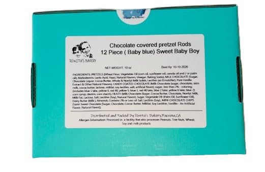 Ronita's bakery Sweet baby blue chocolate covered pretzels 12 Rods