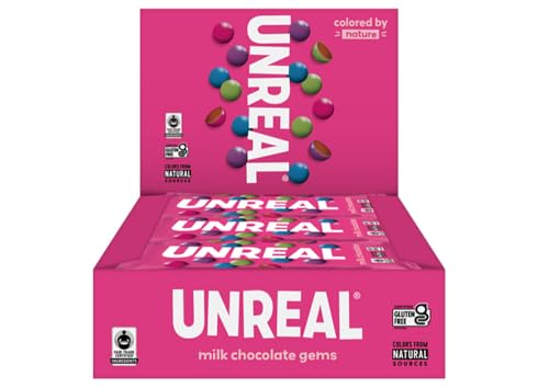 UNREAL Milk Chocolate Gems | Certified Fair Trade, Non-GMO | Made with Gluten Free Ingredients and Colors from Nature | No Sugar Alcohols or Soy | 12