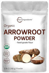 Organic Arrowroot Powder (Flour), 5lb (80oz) | Premium Source from Arrowroot Plants | Unflavored Thickening Agent for Cooking & Baking | Substitute