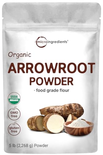 Organic Arrowroot Powder (Flour), 5lb (80oz) | Premium Source from Arrowroot Plants | Unflavored Thickening Agent for Cooking & Baking | Substitute