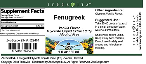 Fenugreek Glycerite Liquid Extract (1:5) - Vanilla Flavored (1 oz, ZIN: 522464) - 3 Pack