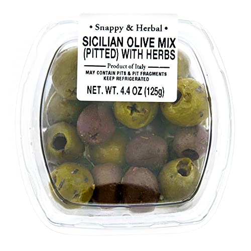 Fresh Pack Sicilian Pitted Olive Mix With Herb, 4.4 oz, 4 Packs