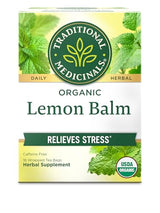 Traditional Medicinals Organic, Lemon Balm - Supports Stress Relief & Digestive Health - Kosher, Non-GMO, Caffeine-Free, Compostable - 16 Tea Bags