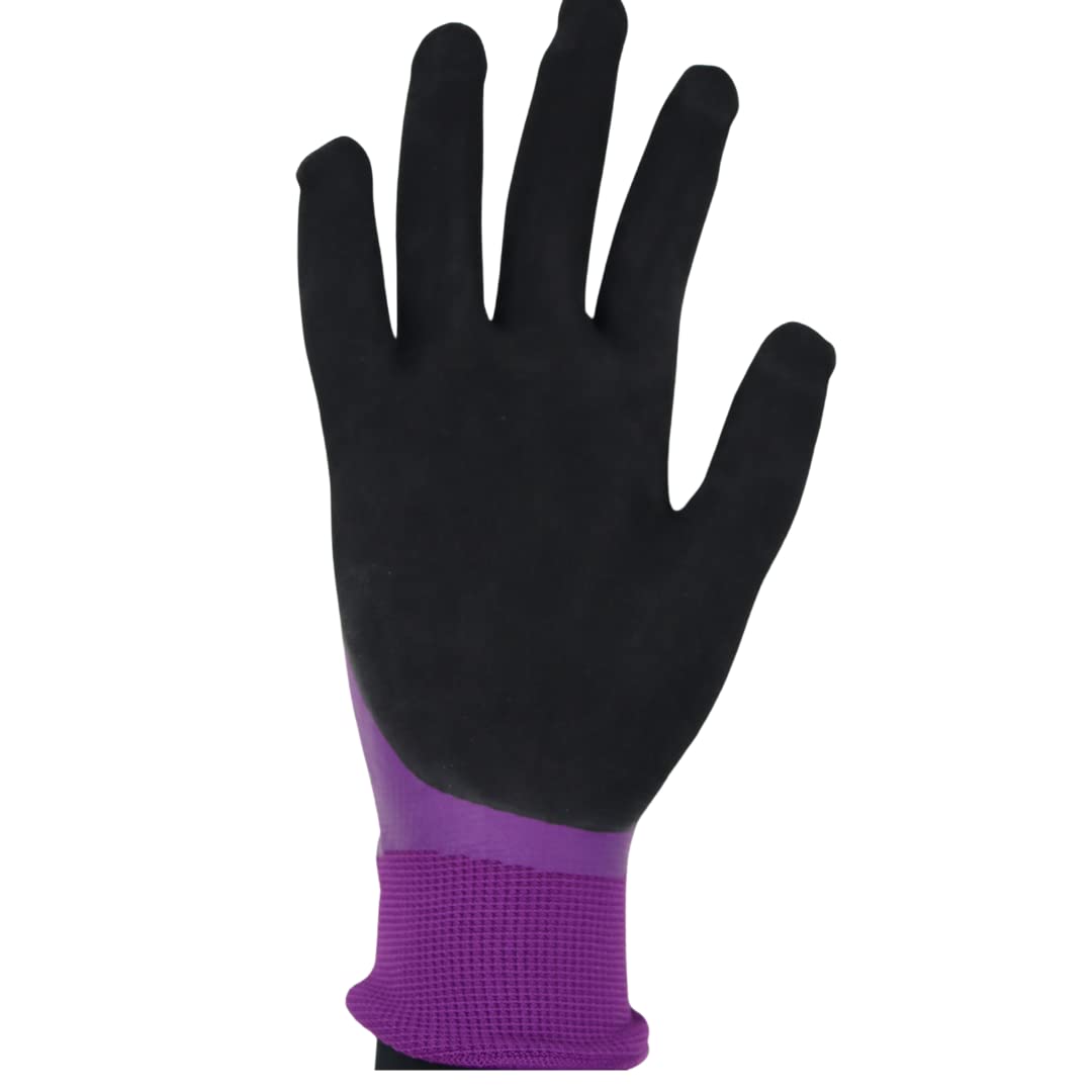 Red Steer A204 Flowertouch H2O Waterproof Purple Women's All Purpose Gloves, Nitrile Overdip, Sizes S-L, Sold by Pair (Medium)