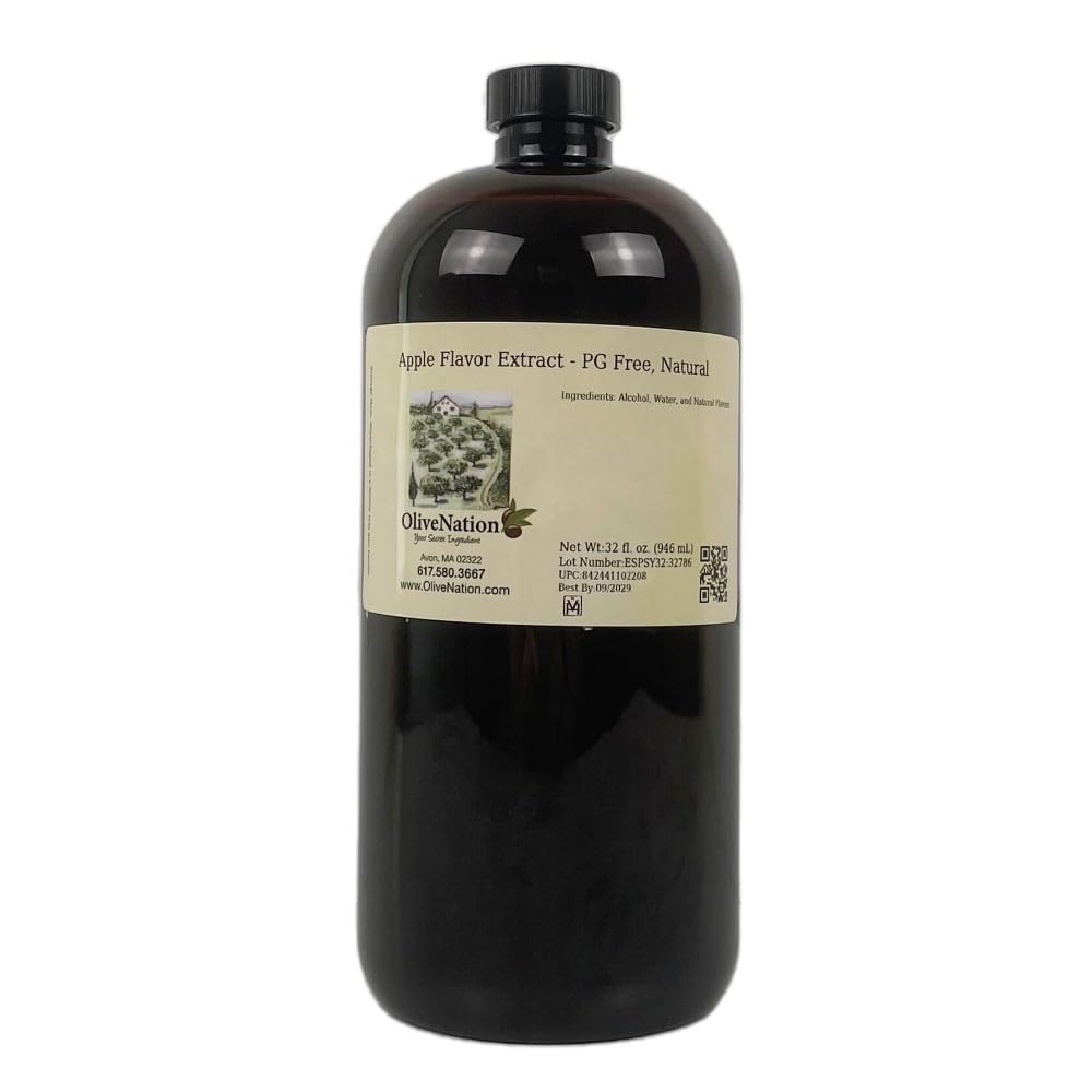 Natural Apple Extract - Water Soluble Flavor for Baking - Brewing - Beverages - Non-GMO - Gluten Free - Kosher - Vegan - 32 oz
