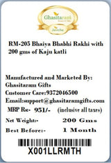 Ghasitaram Gifts Rakhis Online - Rakhi for Brother-RM-205 Bhaiya Bhabhi Rakhi with 200 GMS of Kaju katli