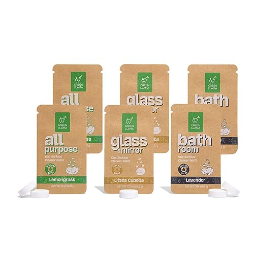 Green Llama Eco-Friendly Cleaning Tablet Variety Pack - Multi-Surface, Glass & Bathroom Cleaner Refills, Compostable, Plant-Based, Family & Pet Safe