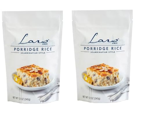 Lars Own Scandinavian Porridge Rice, Short Grain for Swedish Rice Pudding & Breakfast Porridge, 12 oz, 2 Pack