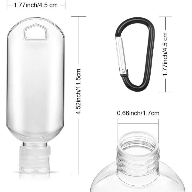 3Pcs Transparent Portable Mini Ketchup Containers - Refillable Travel Size Hot Sauce Keychain, 2oz/50ml Bottles