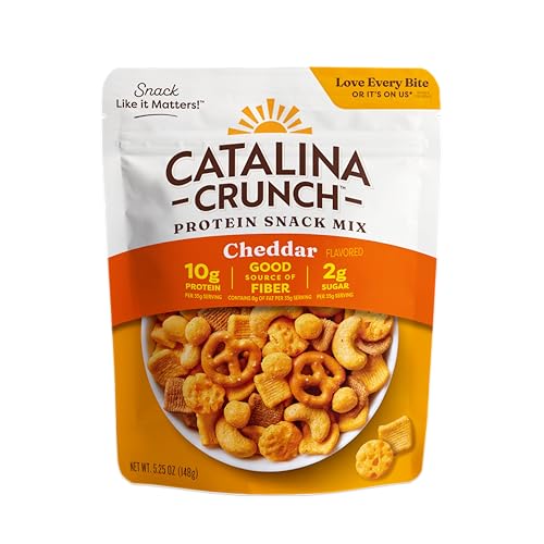 Catalina Crunch Protein Snack Mix with Cheese Crisps - 10g Protein, 2g Sugar per Serving - Good Source of Fiber, Gluten Free - Cheddar, 5.25 Ounce Bag