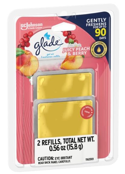 Glade Gel Air Freshener, 2 Count Refills, Juicy Peach & Berry, 0.56 oz