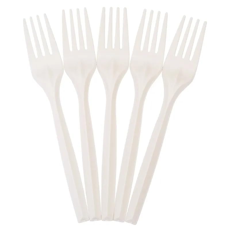 100% Eco Friendly Compostable Forks Disposable Forks Cornstarch Based 50 Large Disposable Utensils (6.7 in.) Durable and Heat Resistant Alternative