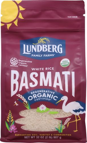 Lundberg Regenerative Organic Certified (Roc) Long Grain White Basmati Rice - Non-Sticky, Fluffy Aromatic Organic Rice Grown in California, 32 Oz