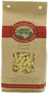 Montebello Organic Pasta, Fusili, 16-Ounce Bag (Pack of 5)