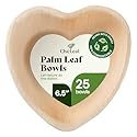 Chic Leaf Palm Leaf Bowls - Mini Disposable Heart Shaped Bamboo Style Plates - Paper Plates Alternative for Weddings & Parties - Compostable, Bridal