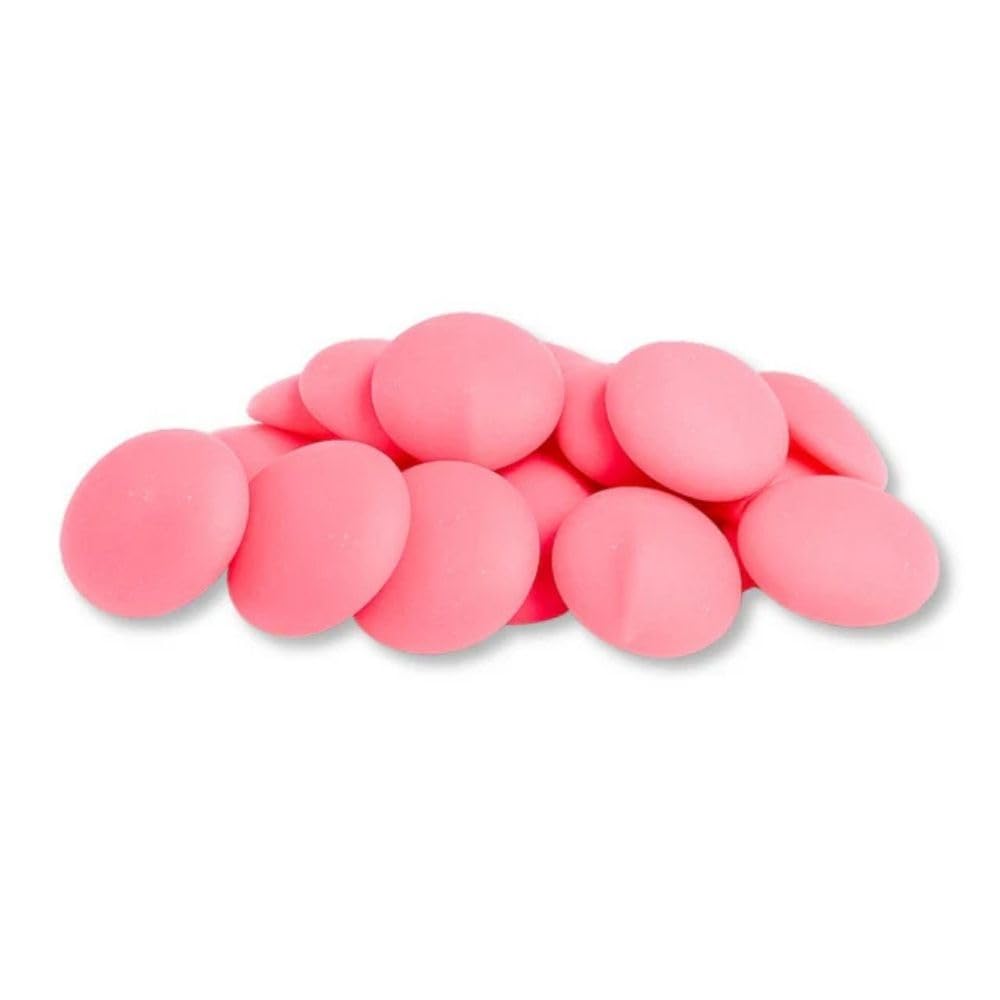 Pink Vanilla Flavored Candy Melting Wafers Coating Discs Bulk Bag - 5 lb (Approx. 1000 pieces)