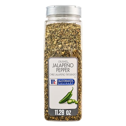 McCormick Culinary Jalapeño Pepper, Crushed, Bold Jalapeño Flavor, Moderate Heat for Cooking and Tableside with Pizza, Chili, Salsa, Tacos, Nachos