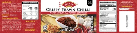 Dollee Malaysian Crispy Prawn Chilli Paste - 200g (Expiration Oct 2024)