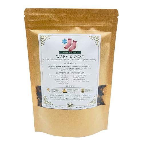 The Good Village Co. Warm & Cozy Loose Leaf Herbal Tea, Caffeine Free Botanical Blend with Warming Spices, 6 oz, Approx. 50 Servings