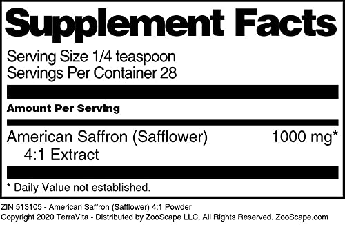 American Saffron (Safflower) 4:1 Powder (1 oz, ZIN: 513105)