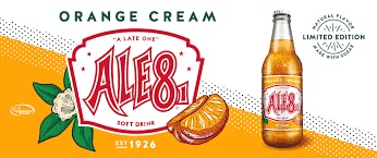 Ale 8 One Orange Cream, Glass Bottles, 12 Ounces, Pack of 6, 100% Kentucky Soft Drink