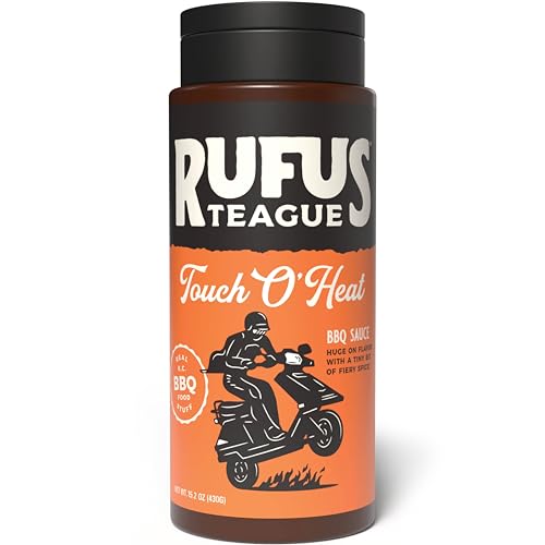 Rufus Teague Touch O' Heat BBQ Sauce, Flip Top Squeeze Bottle, 15.2 oz