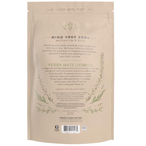 Harney & Sons Yerba Mate Licorice Tea | Stimulate, 50 Sachets
